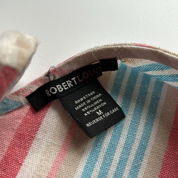 Robert Louis Linen Rayon Blend Cropped Striped Jumpsuit - Picture 5 of 9